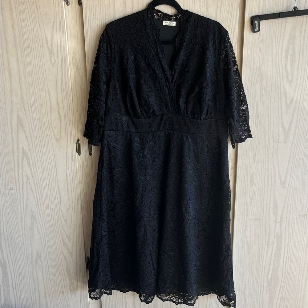 Kiyonna Black Lace Long Sleeve Dress